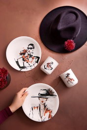 Hermia Juego de Cena de Porcelana de 4 Piezas Blanco